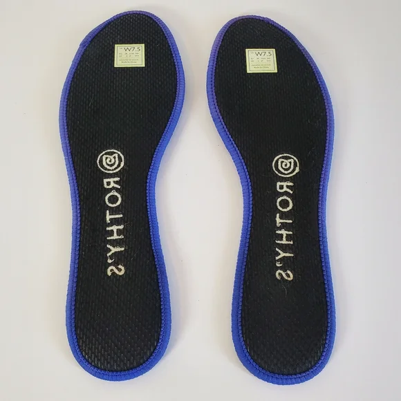 Rothy's The Flat in Black With Blue Trim Slip On Shoes - Picture 9 of 10